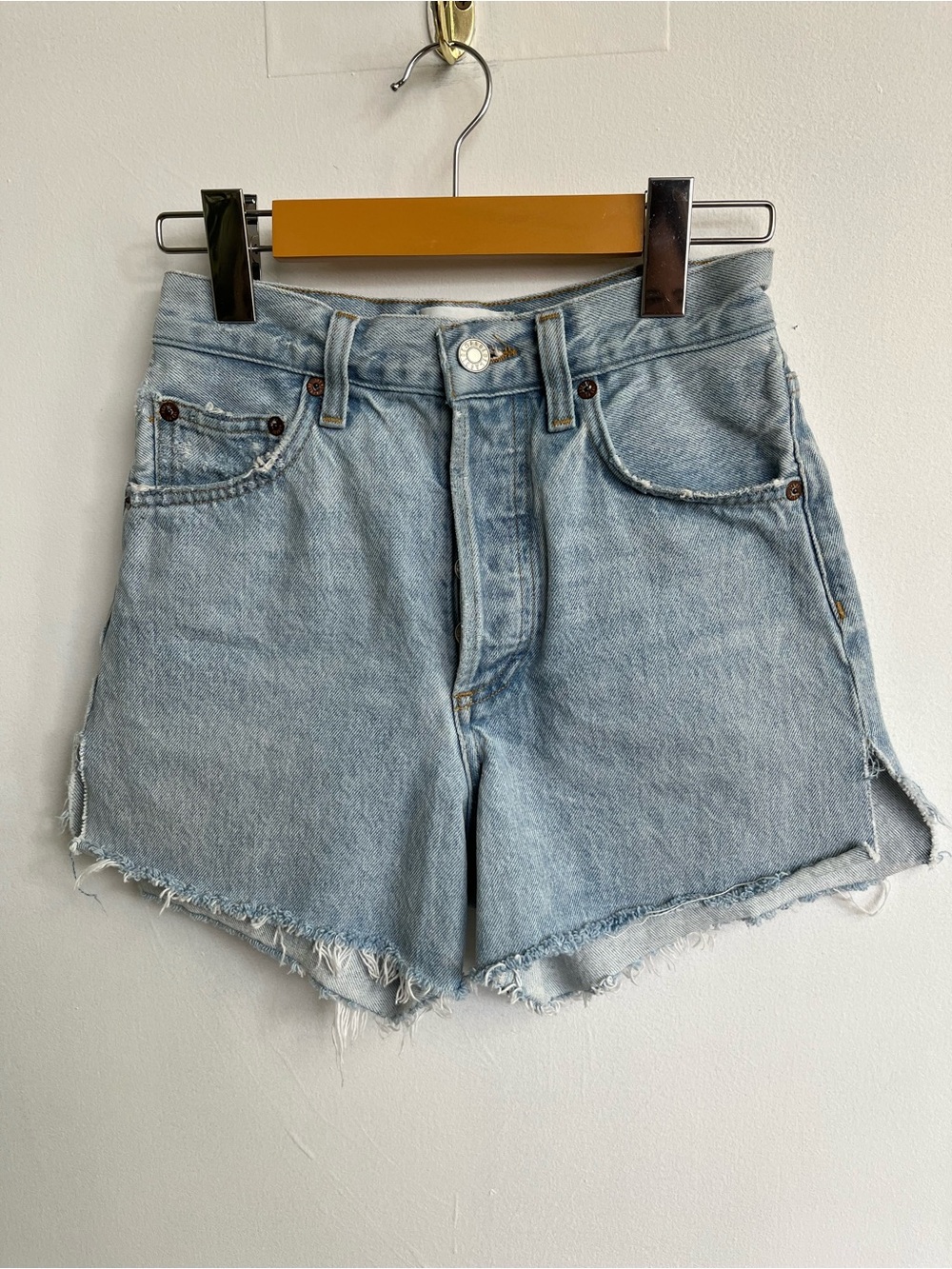 AGOLDE Light Blue High-Rise Denim Cutoff Shorts